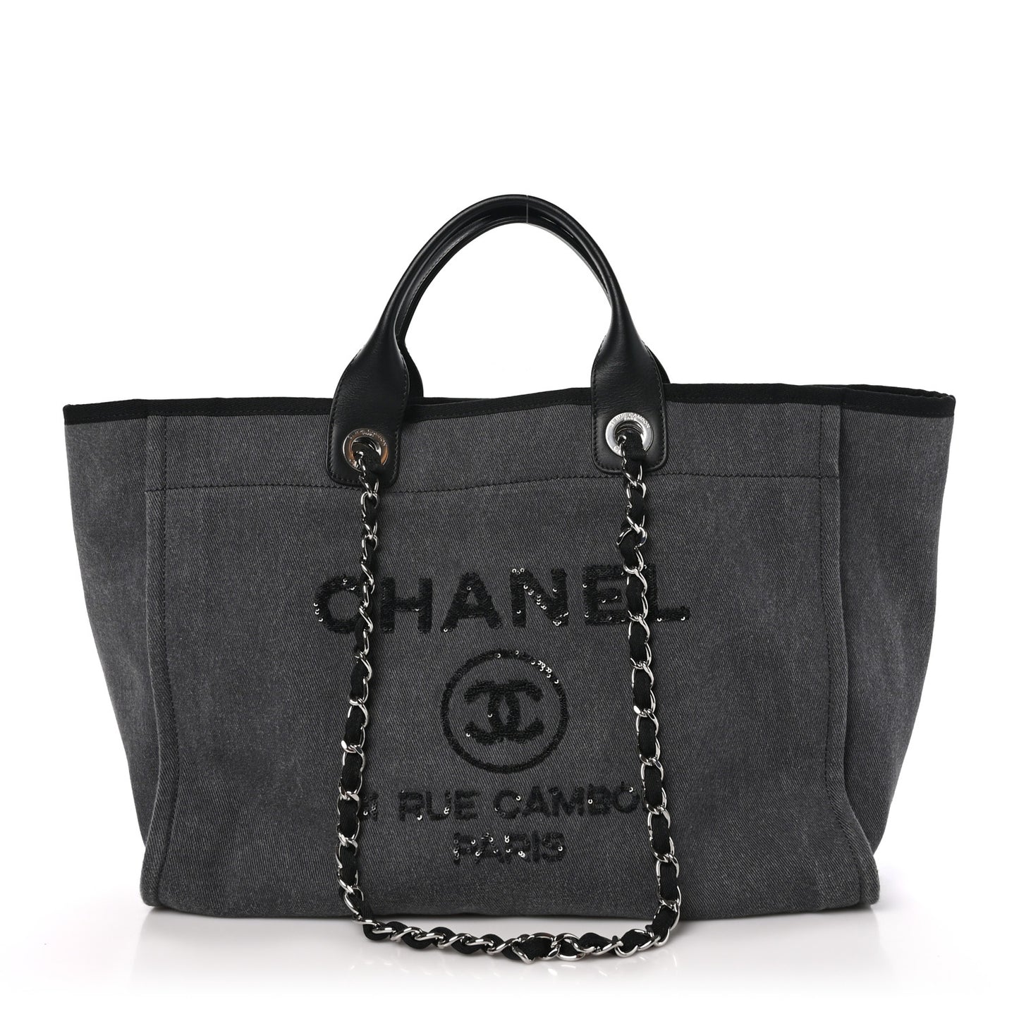 Canvas Sequin Medium Deauville Tote Charcoal
