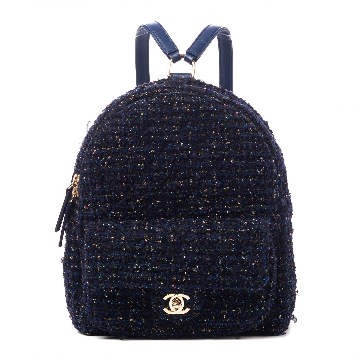 Tweed Front Pocket Backpack Navy