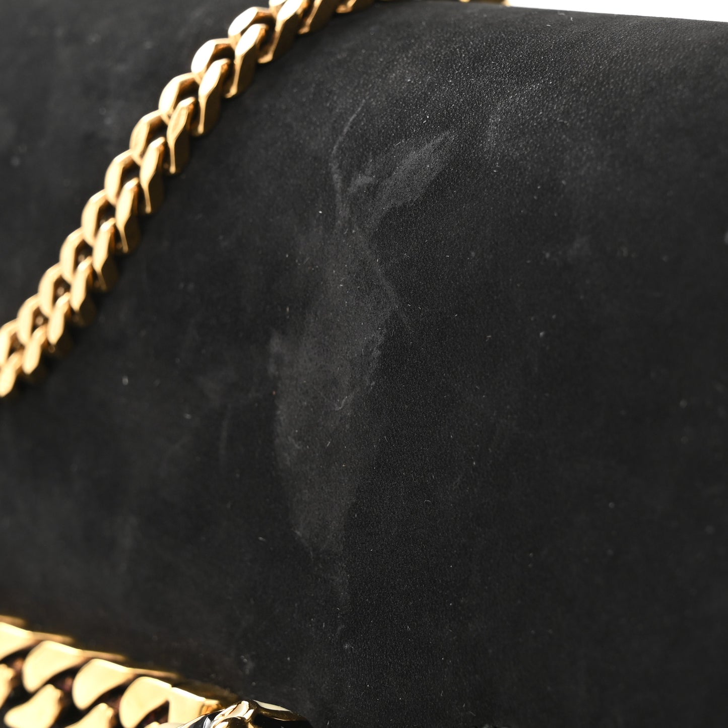 Suede Tigrette Chain Clutch Black
