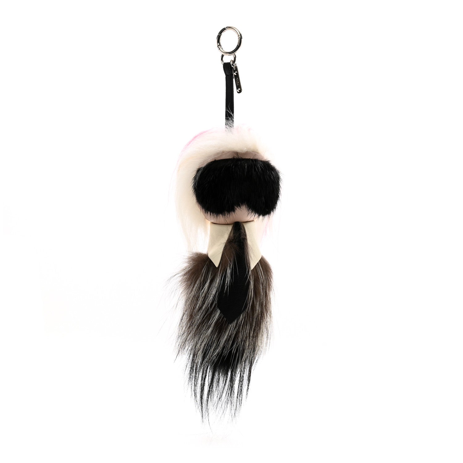 Fendi Fox Mink Goat Fur Nappa Karlito Bag Charm Black Foresta Rosso 1 of 4