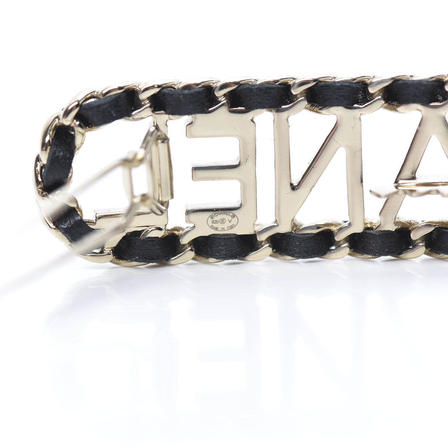Chanel Metal Lambskin Vintage Allure Logo Hair Clip Black Gold 3 of 4