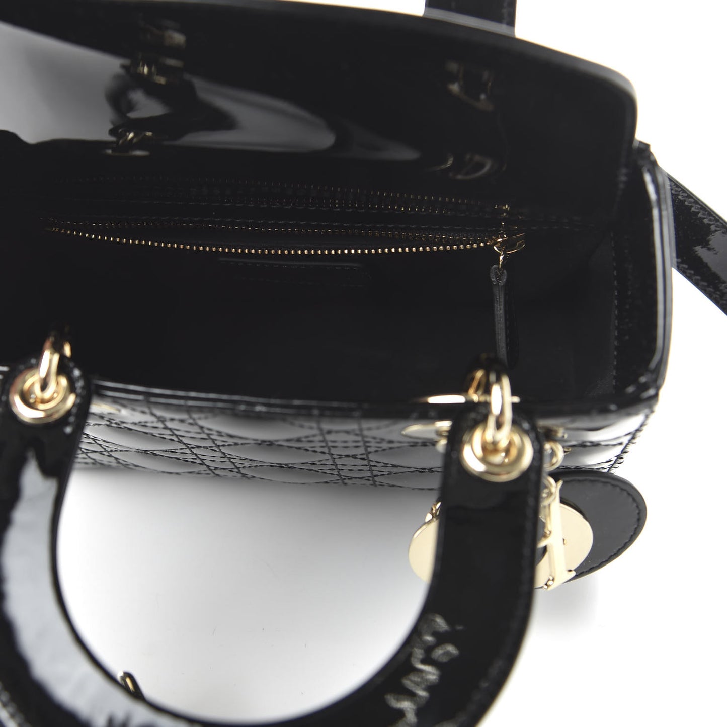 Patent Cannage Small Lady Dior Black