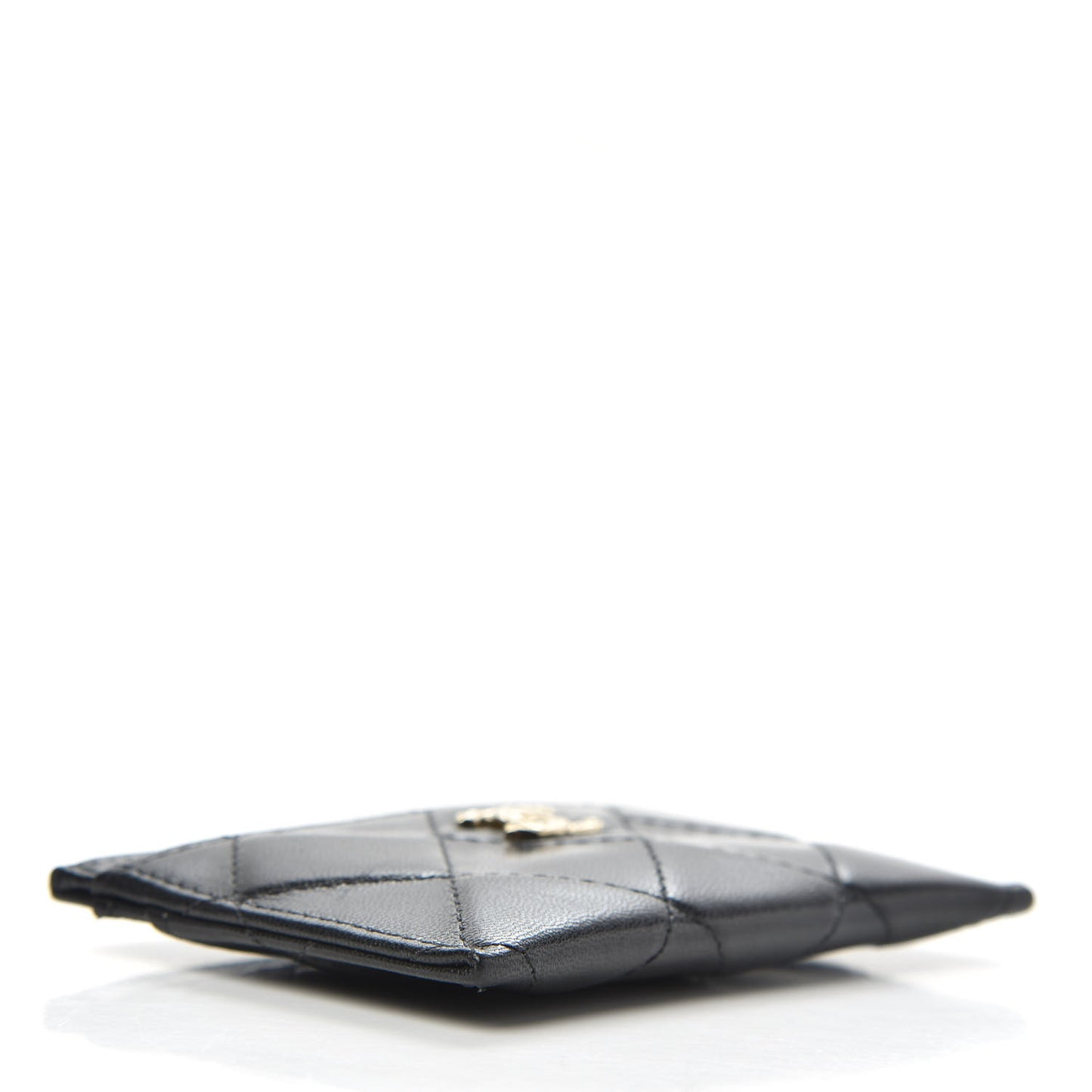 Lambskin Quilted Brilliant Card Holder Black