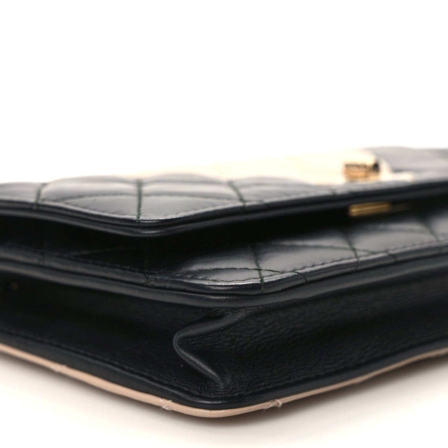 Aged Calfskin Quilted Reissue Wallet On Chain WOC Beige Black
