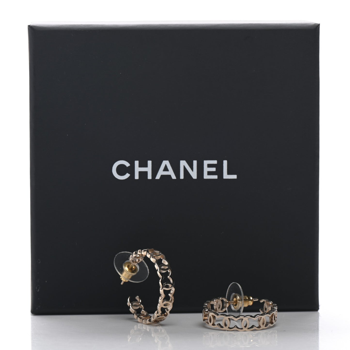 Metal CC Hoop Earrings Gold
