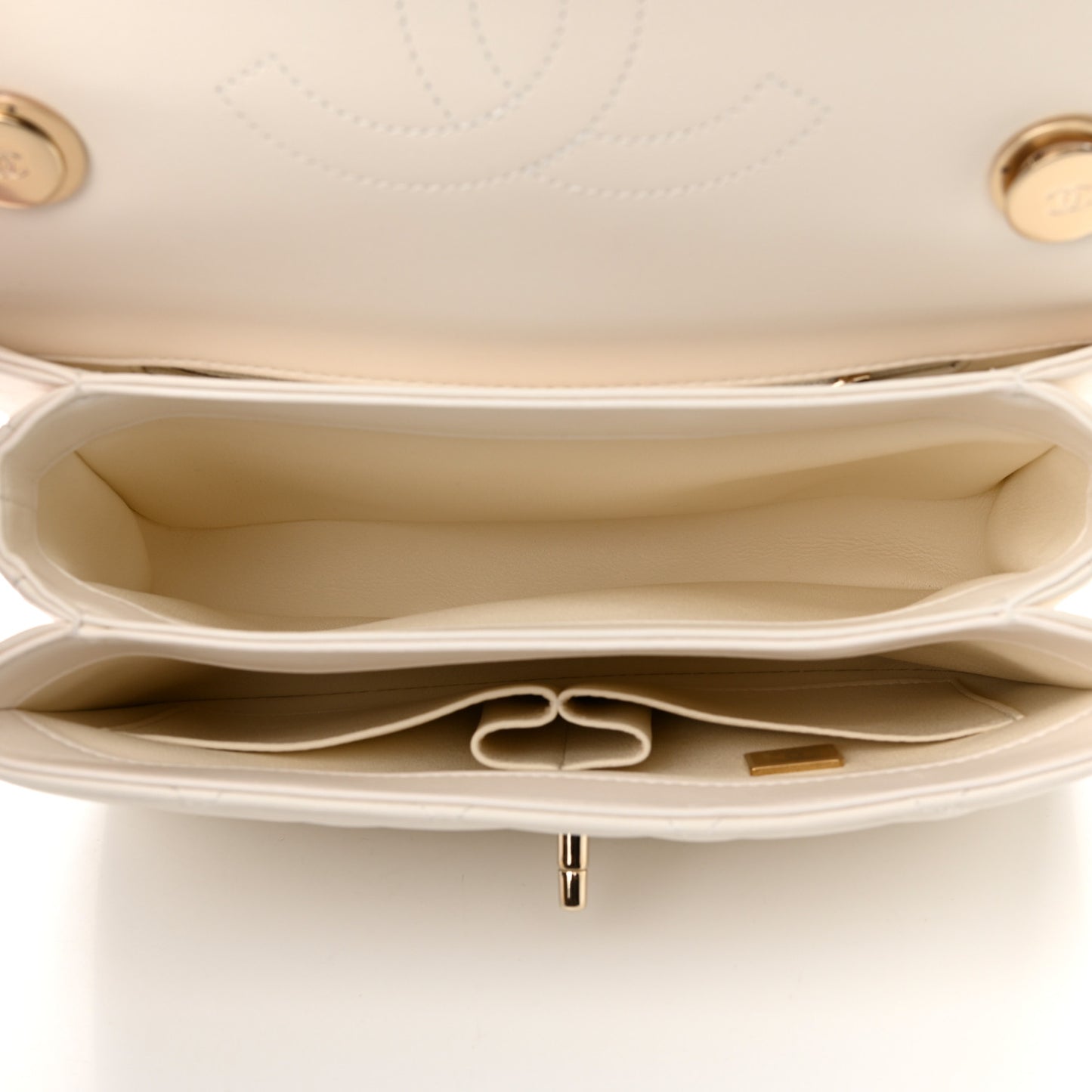 Lambskin Quilted Small Trendy CC Dual Handle Flap Bag White