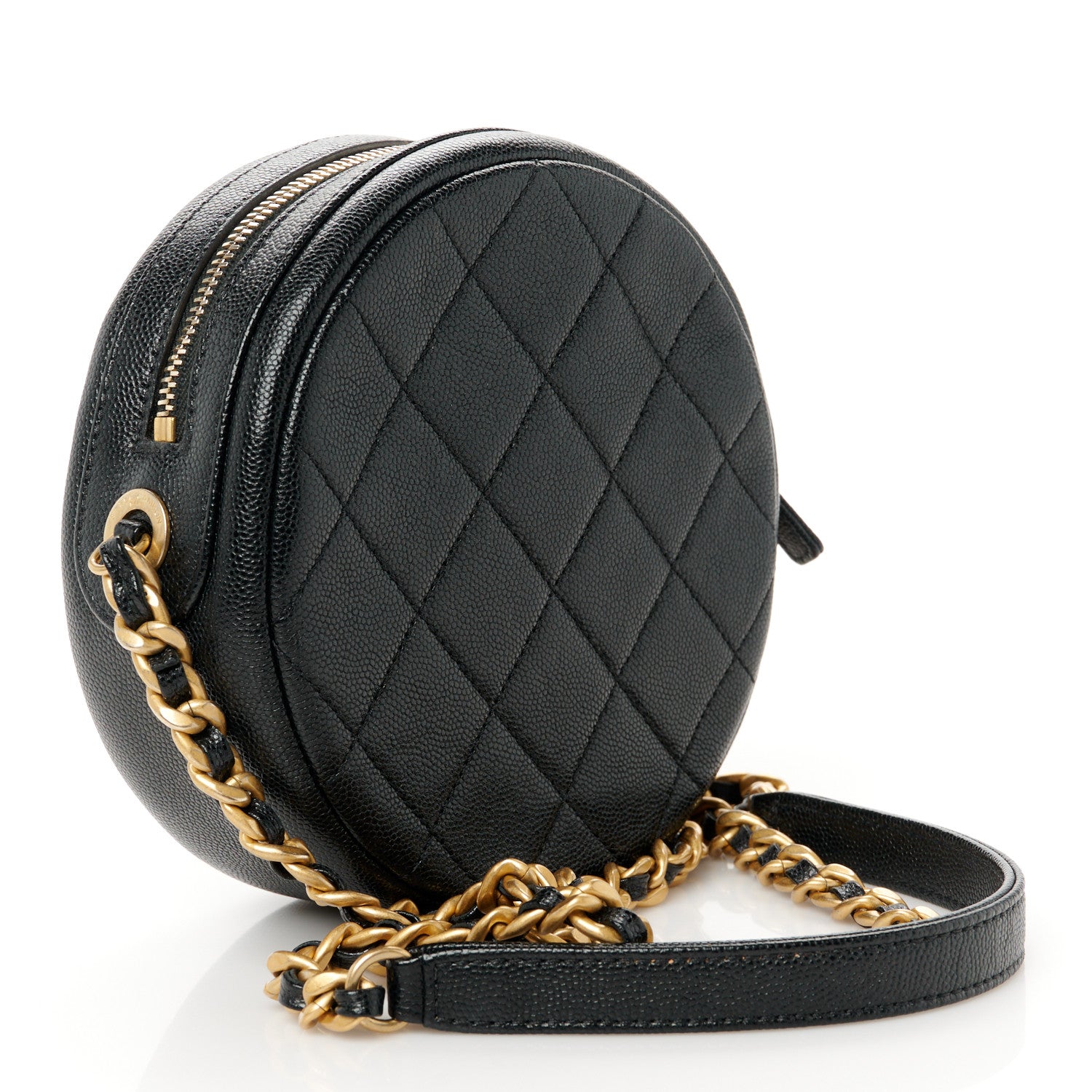 Chanel Caviar Quilted Round Clutch With Chain Black 4 of 11