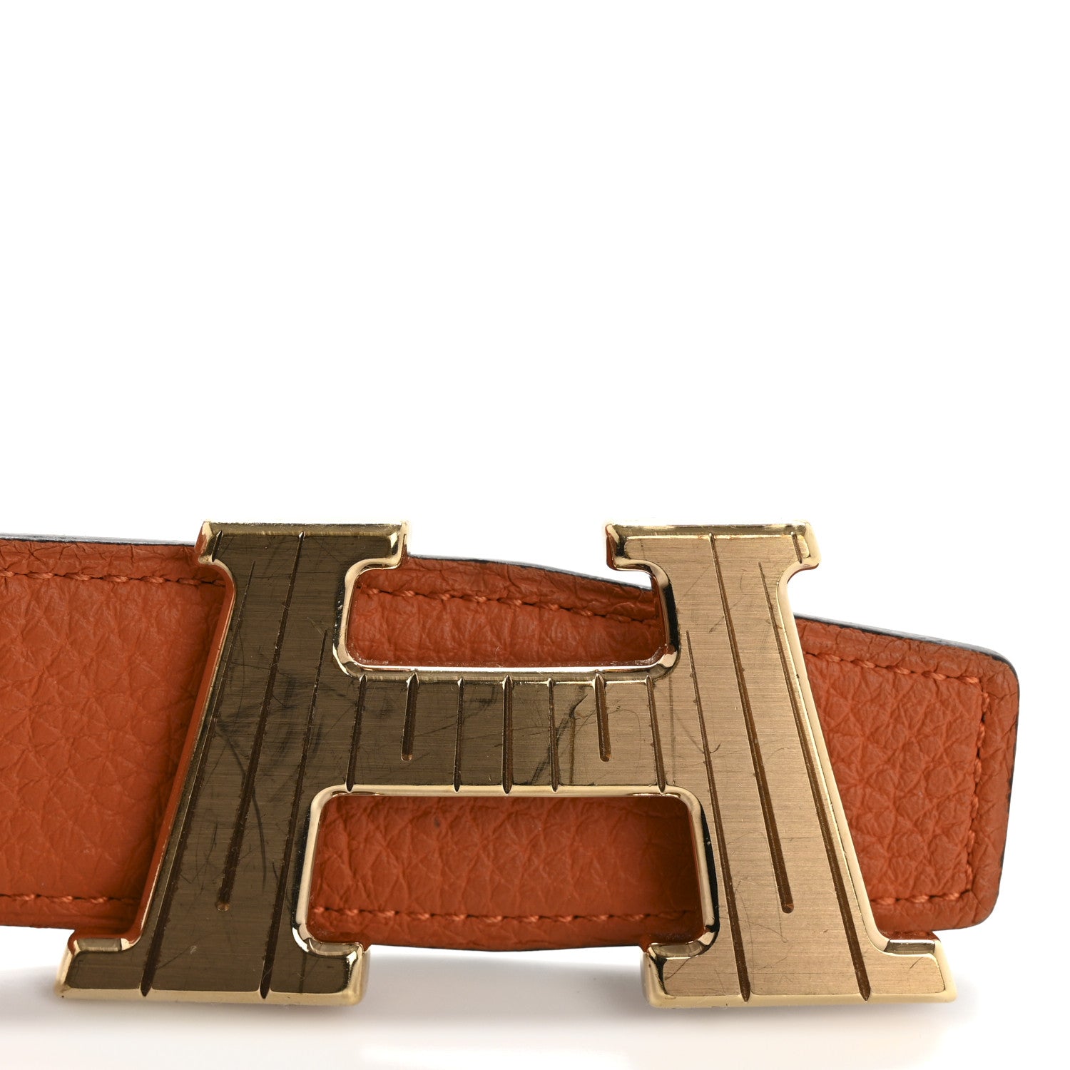 Hermes Box Togo 32mm H Take Off Belt 90 36 Black Orange 6 of 9