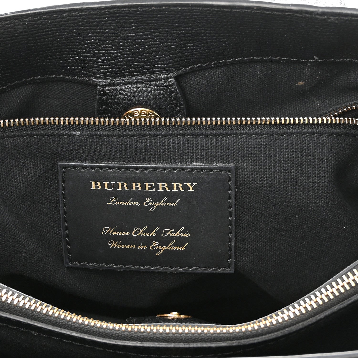 Burberry Grainy Calfskin House Check Medium Banner Tote Black 6 of 14