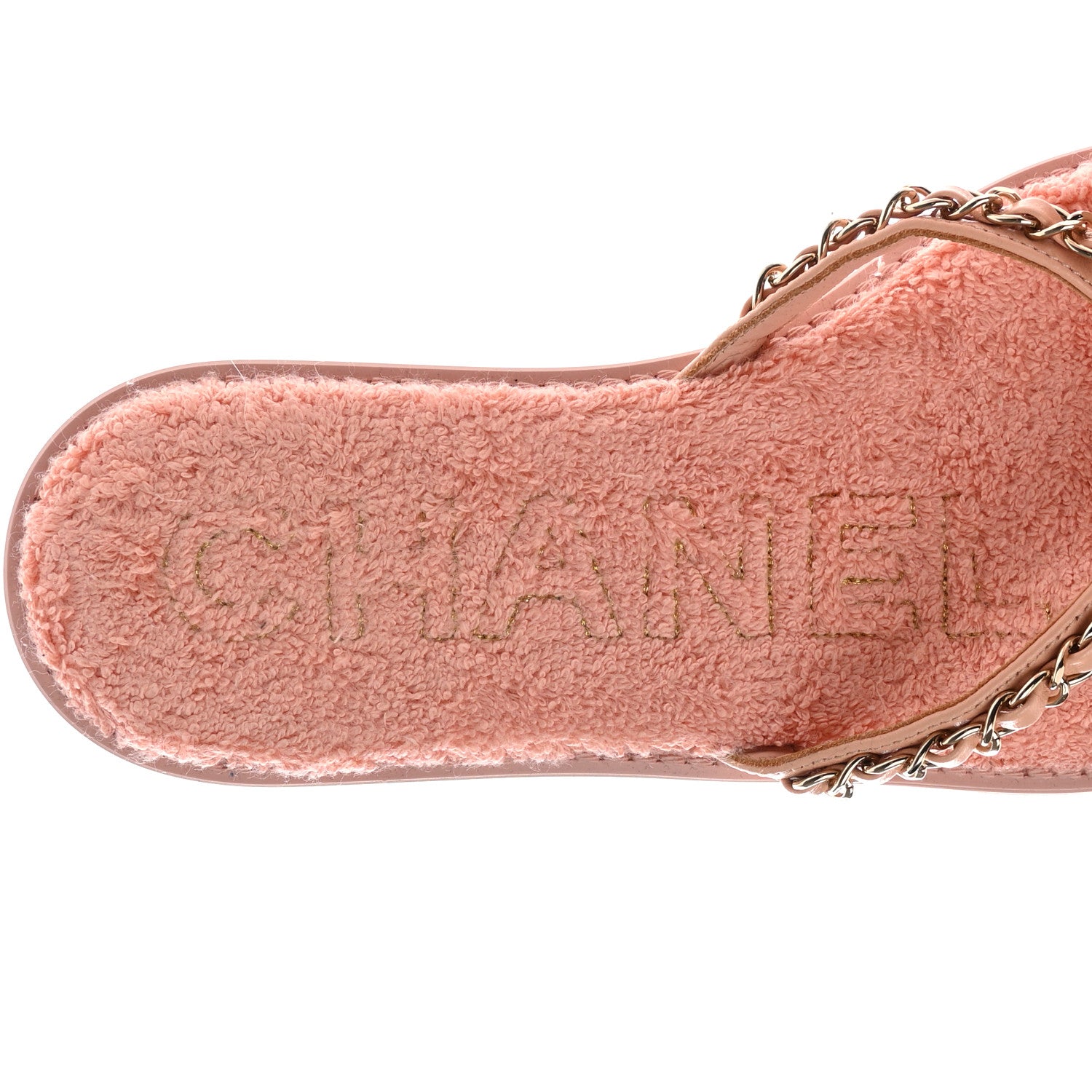 Chanel Calfskin CC Chain Thong Sandals 37 Pink 7 of 9