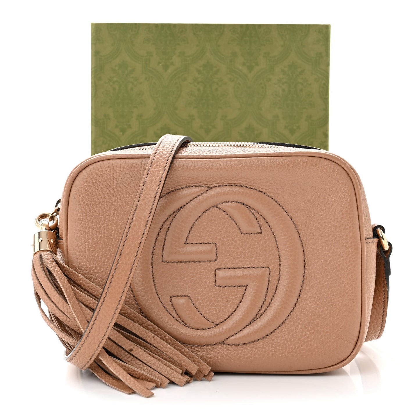 Pebbled Calfskin Small Soho Disco Bag Camelia