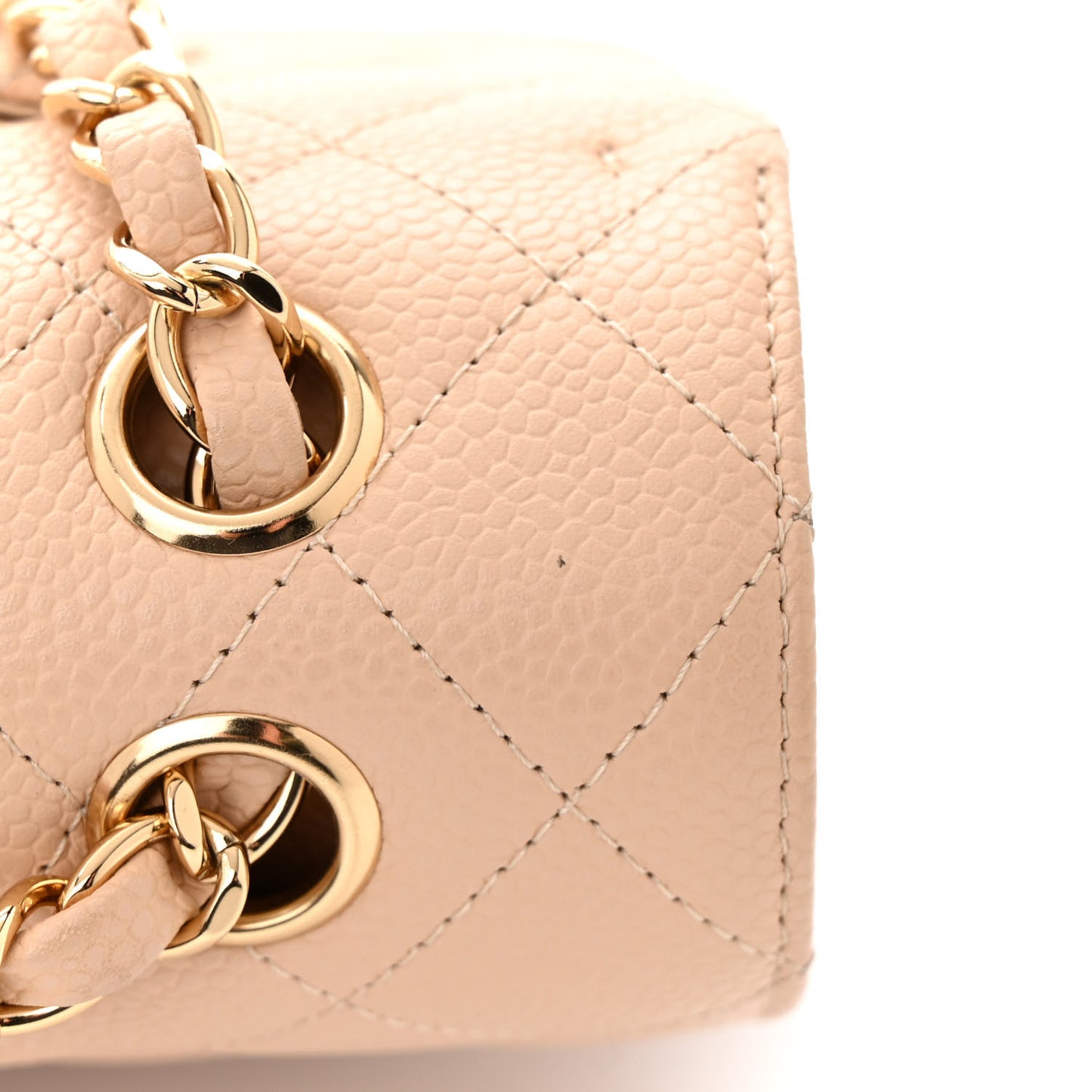 Caviar Quilted Medium Double Flap Beige