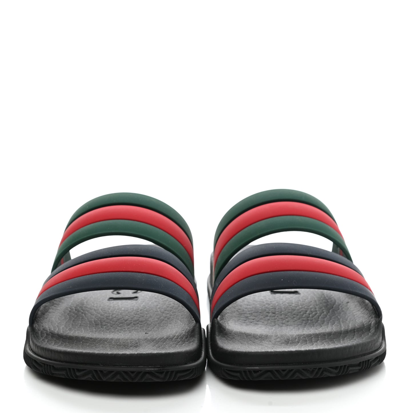Rubber Web Stripe Slide Sandals 37 Green Navy Red