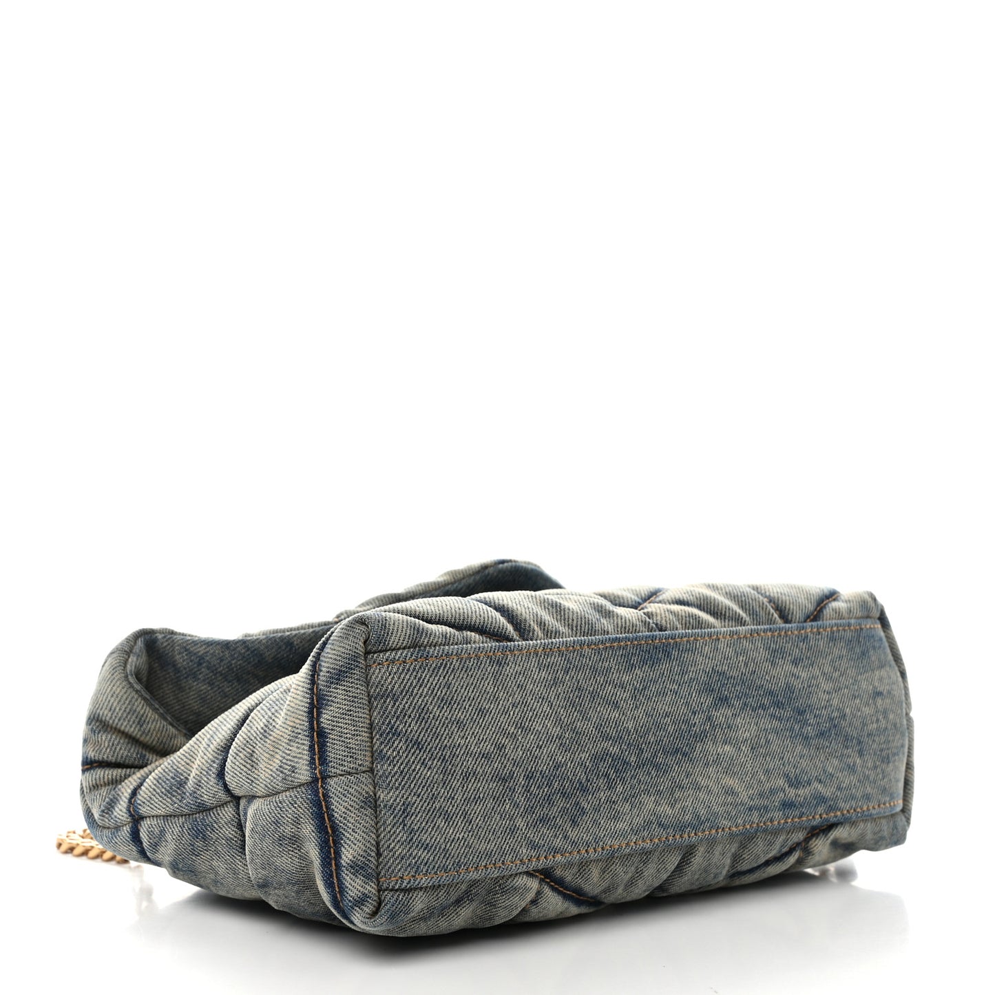 Denim Quilted Toy Loulou Puffer Monogram Chain Satchel Blue Black