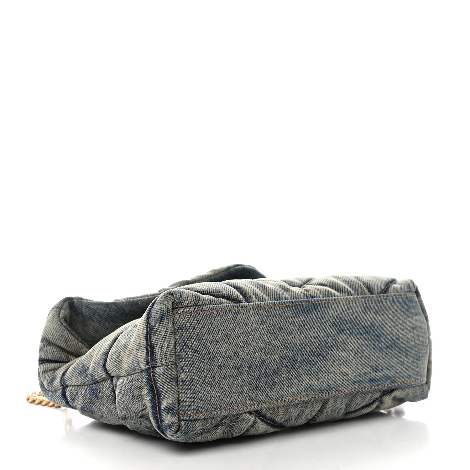 Saint Laurent Denim Quilted Toy Loulou Puffer Monogram Chain Satchel Blue Black 4 of 10