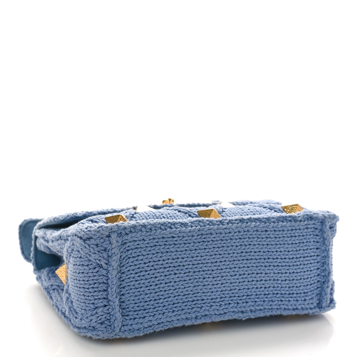 Valentino Garavani Knit Medium Roman Stud Shoulder Bag Niagara 4 of 8