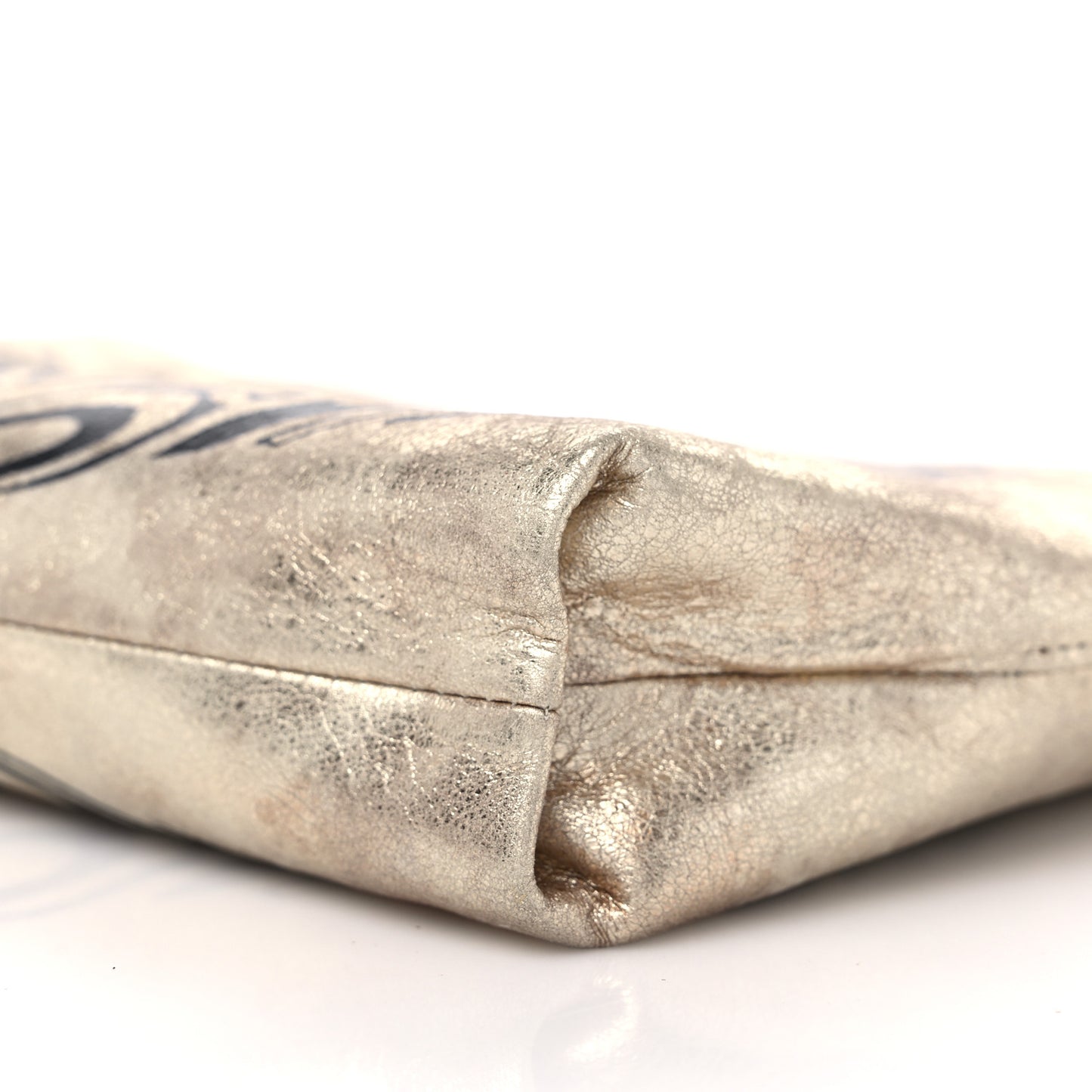 Metallic Lambskin Print Clutch Gold