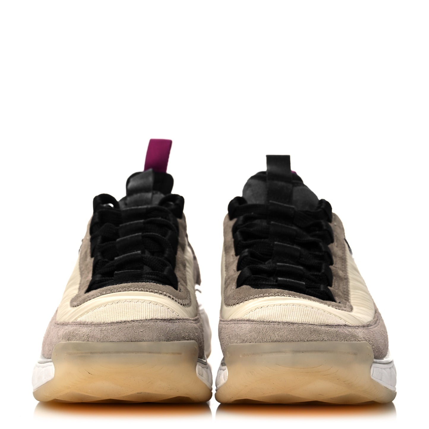 Suede Calfskin Nylon Grosgrain CC Sneakers 38.5 Beige Pink
