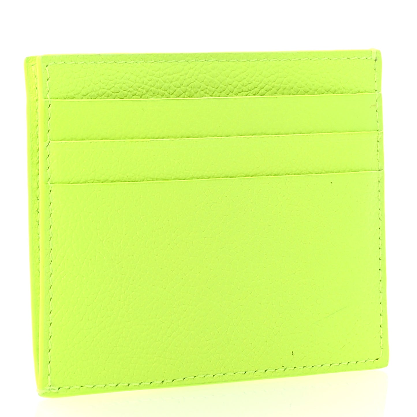 Grained Calfskin Logo Cash Card Holder Fluo Yellow Black