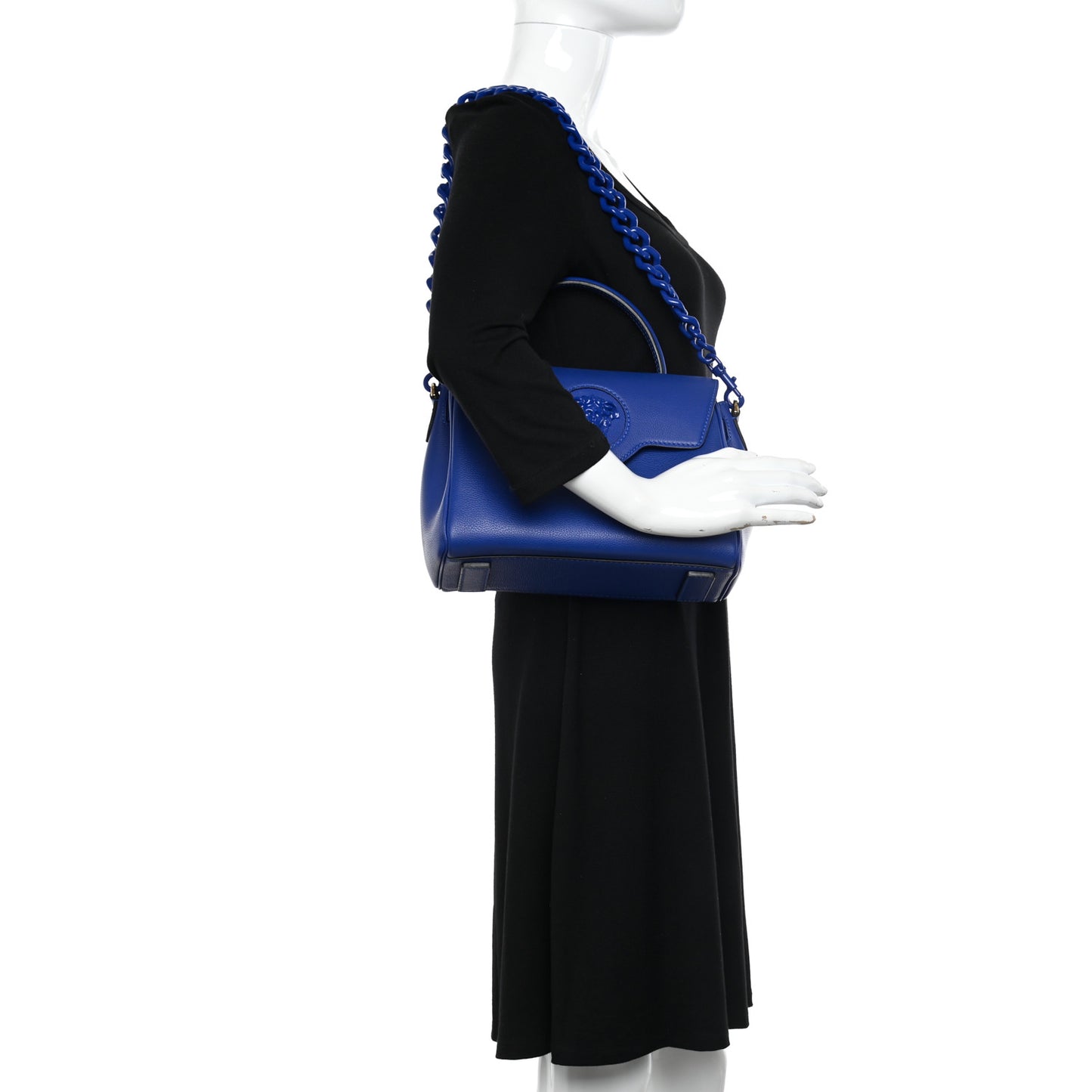 Calfskin Medium La Medusa Top Handle Handbag Lapis