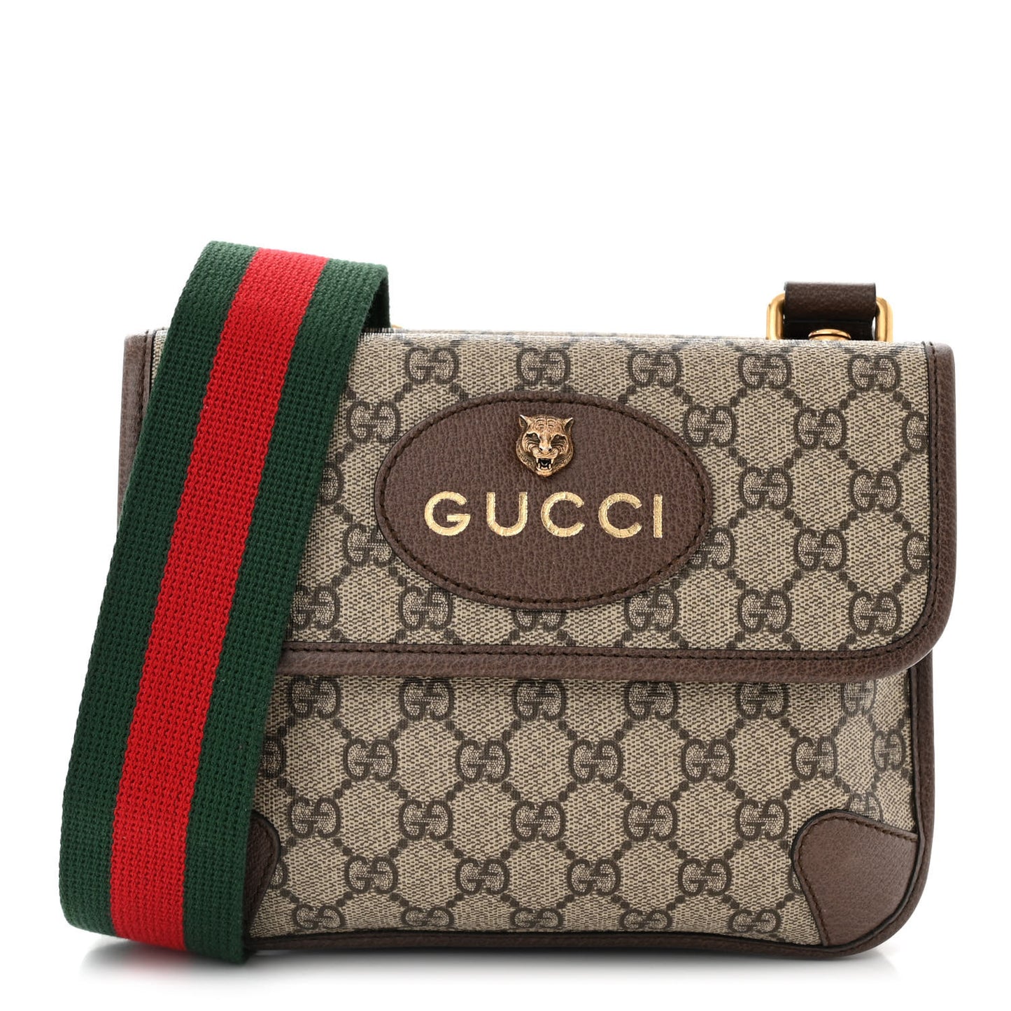 GG Supreme Monogram Web Small Neo Vintage Double Flap Messenger Bag Beige New Acero