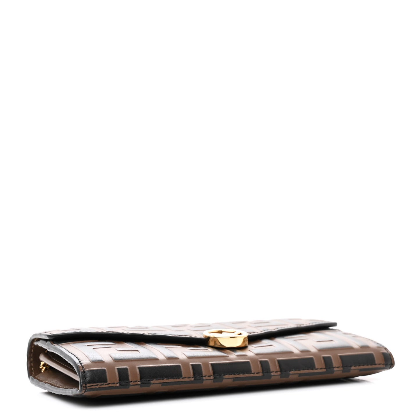 Vitello Soft F is Fendi Bi-Color FF 1974 Embossed Continental Envelope Wallet On Chain Maya Black