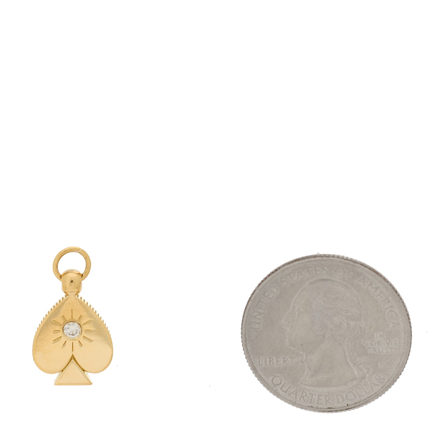 18K Yellow Gold Diamond Spade Mini Crest Pendant
