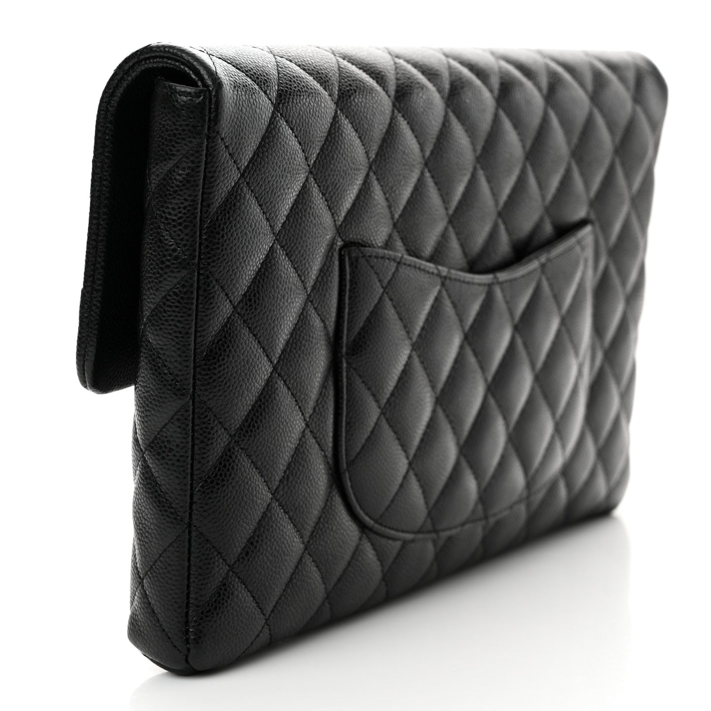 Caviar Quilted Flap Clutch Black