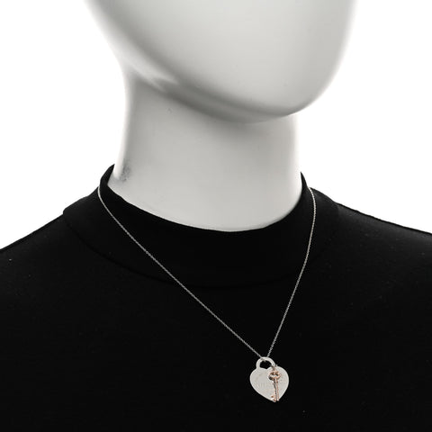 Sterling Silver Rubedo Return to Tiffany Heart Tag Key Pendant Necklace