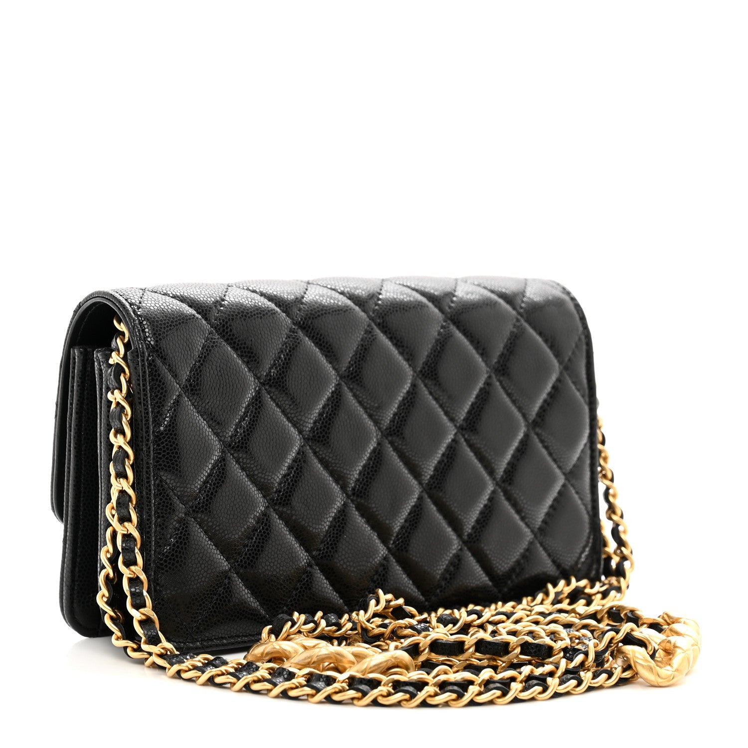 Chanel Caviar Quilted Chain Link Clutch With Chain Black 3 of 12