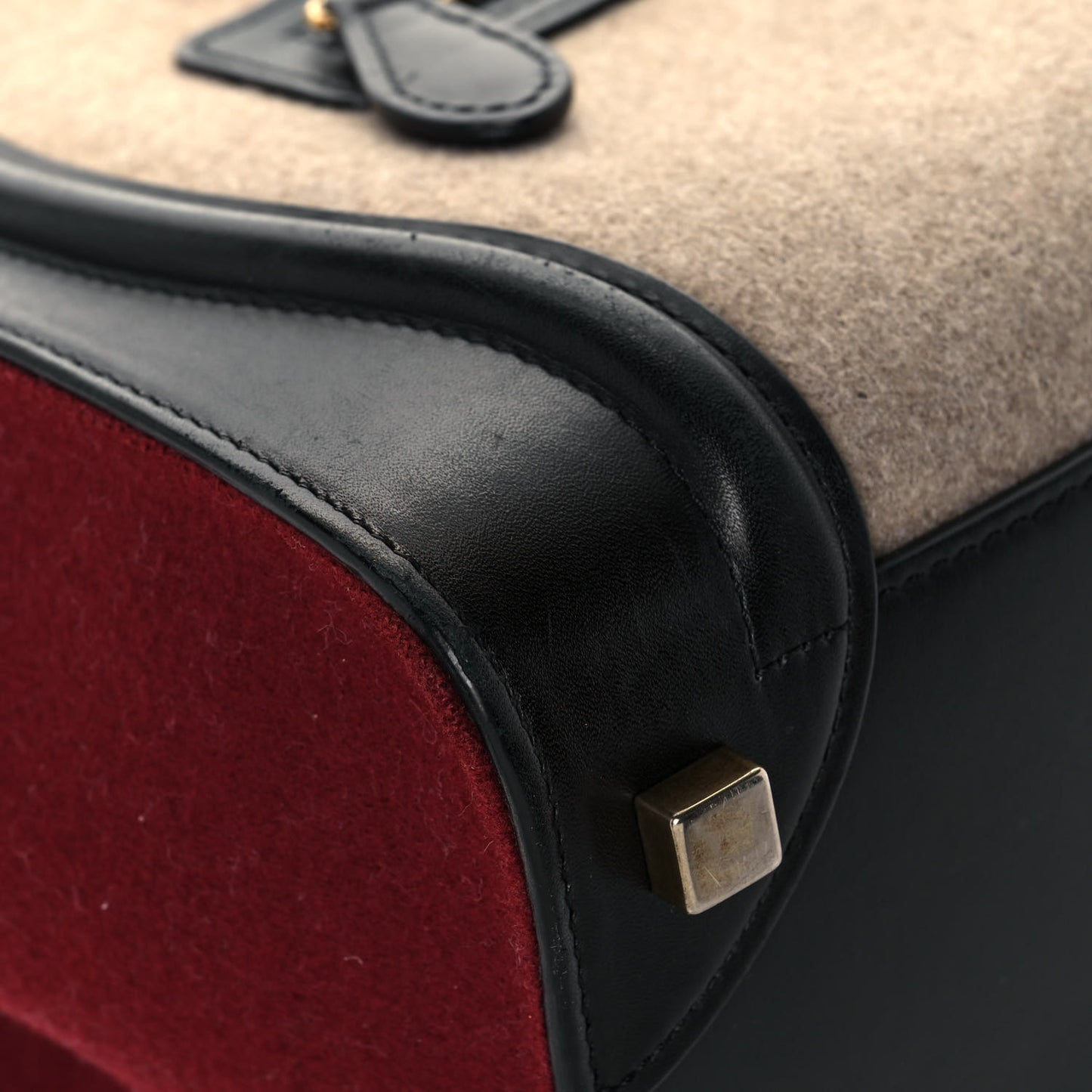 Felt Smooth Calfskin Micro Tri-Color Luggage Brown Black