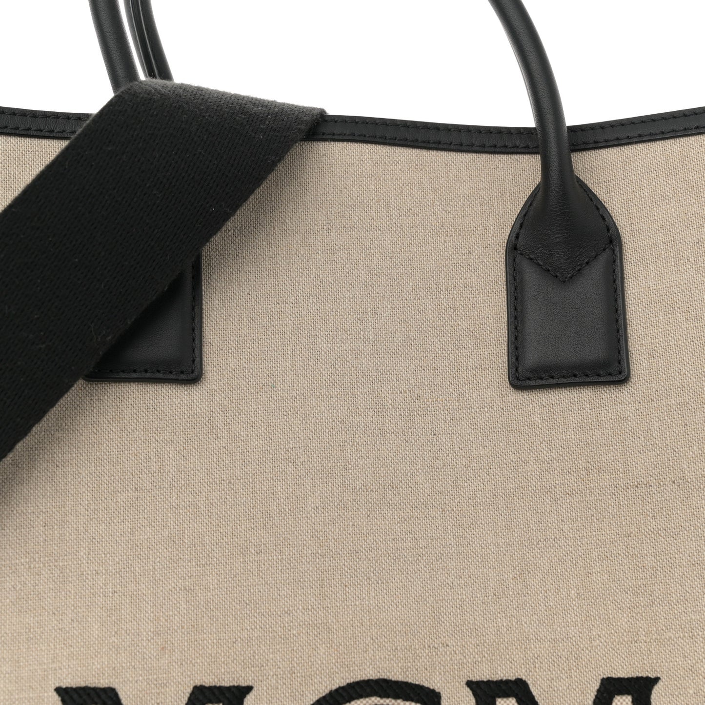 Calfskin Linen Large Munchen Tote Black