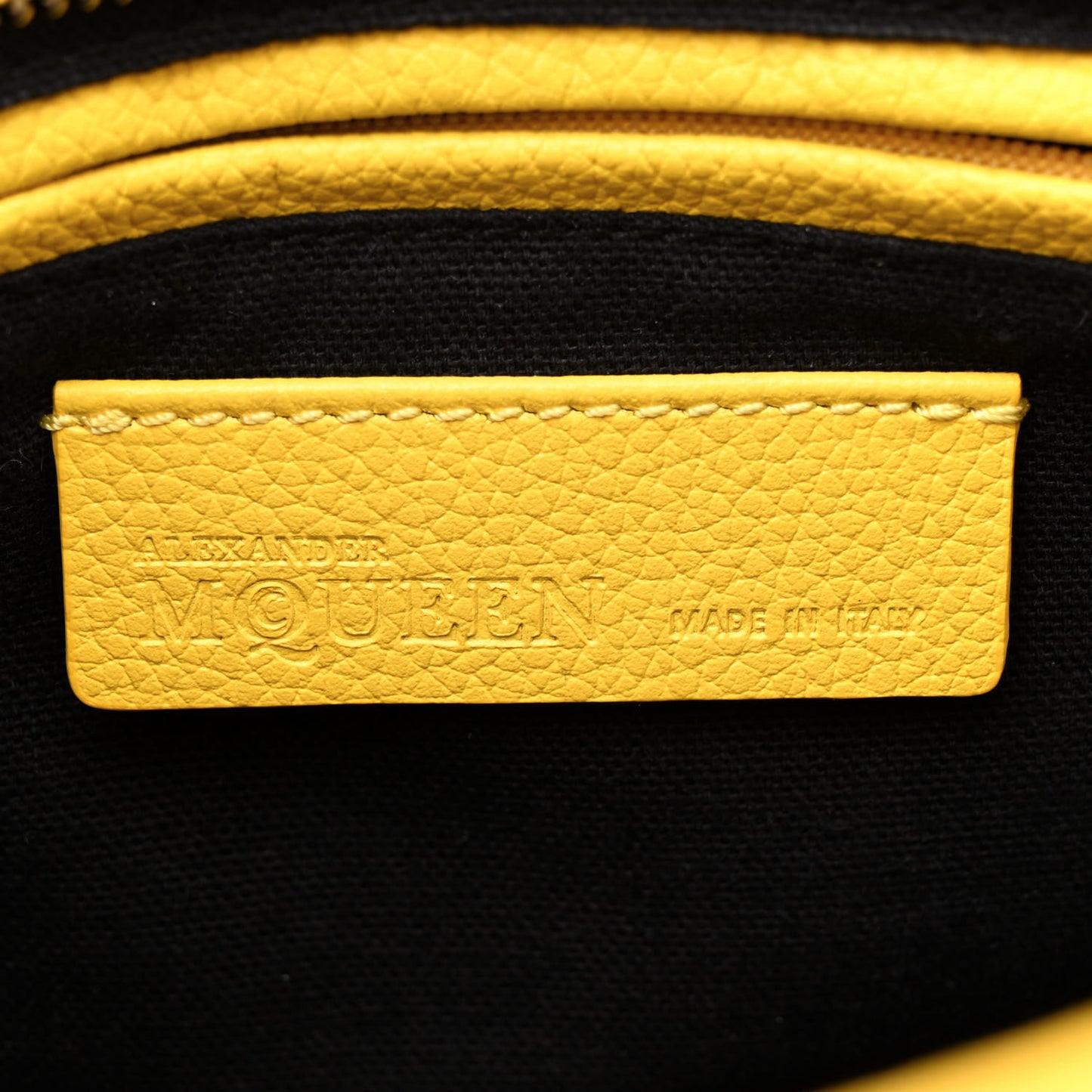 Pebbled Calfskin Mini Skull Padlock Zip Around Tote Yellow