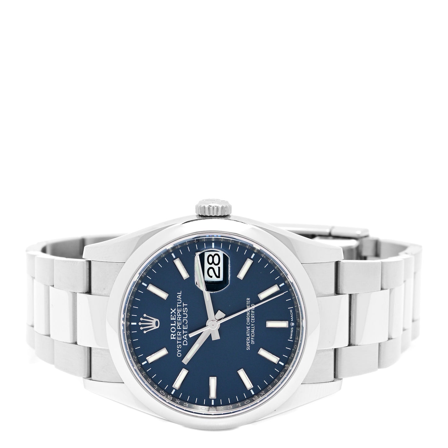 Stainless Steel 36mm Oyster Perpetual Datejust Watch Bright Blue 126200