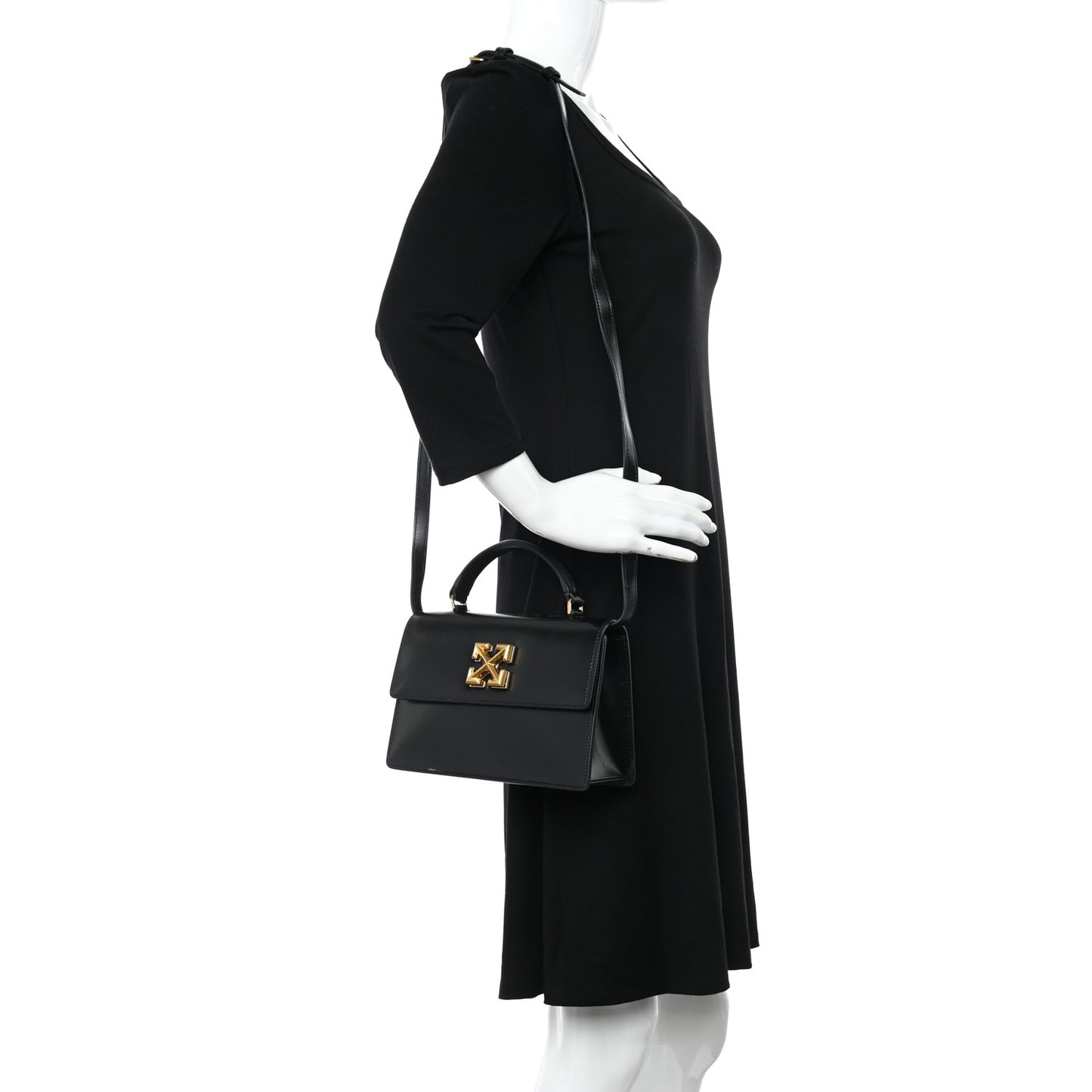 Calfskin Crystal Chain Jitney 1.4 Bag Black