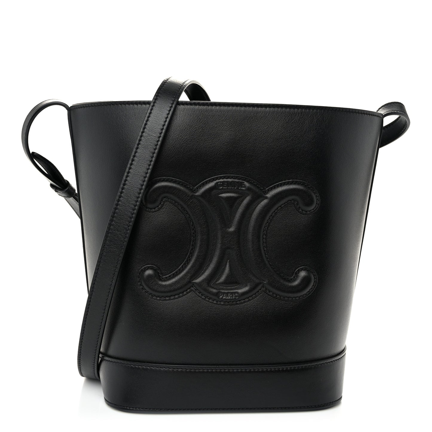 Smooth Calfskin Small Cuir Triomphe Bucket Bag Black