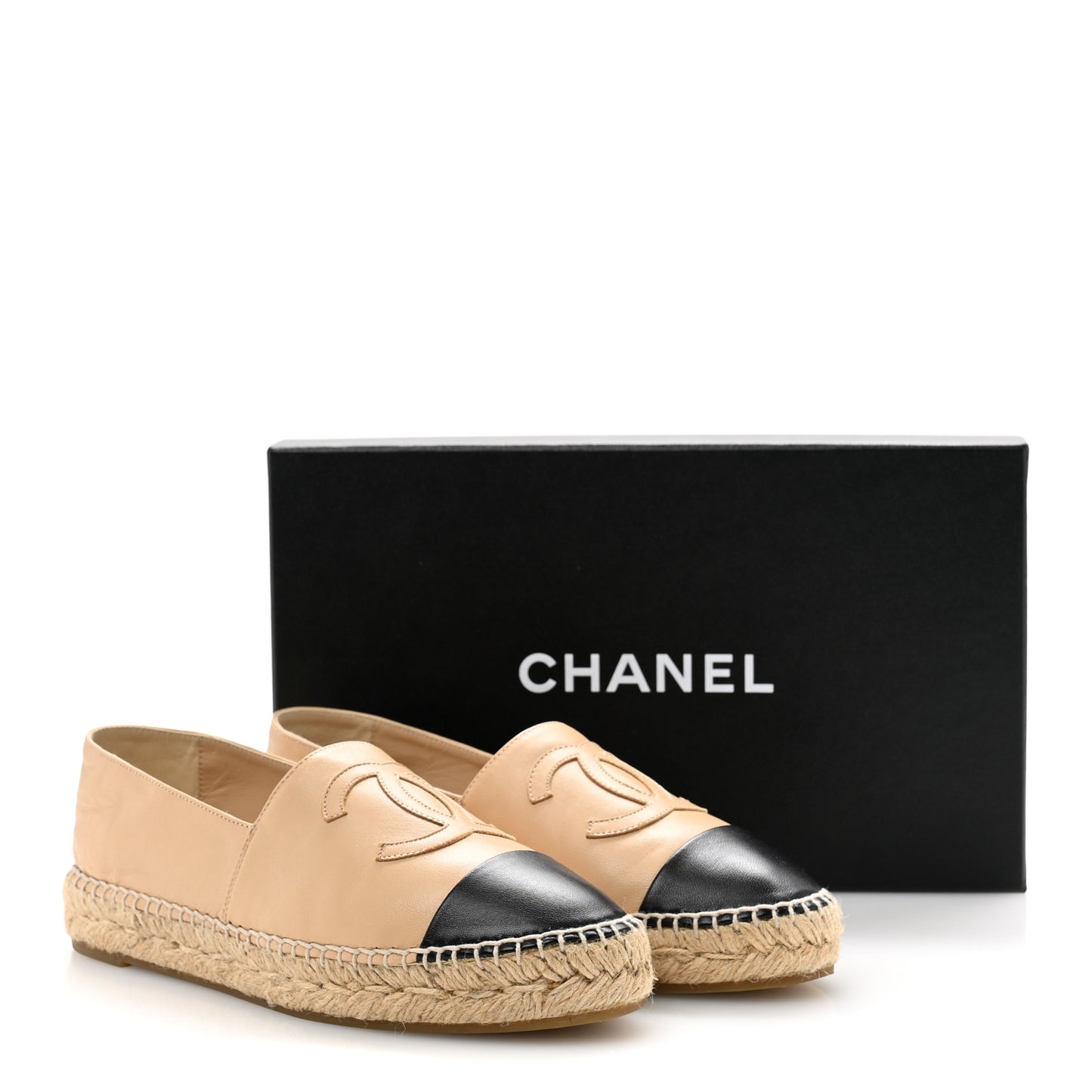 Lambskin CC Espadrilles 38 Beige Black