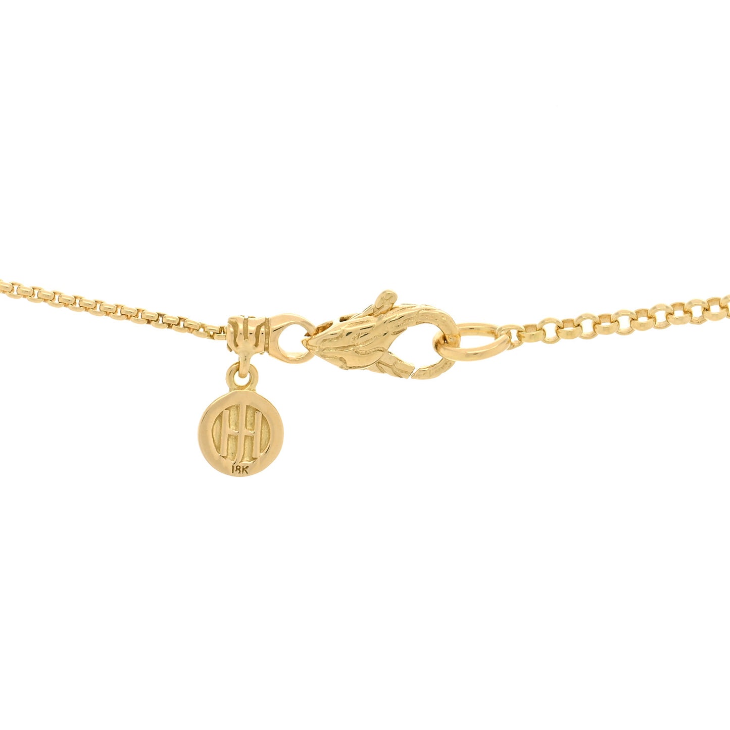 18K Yellow Gold Diamond Blue Topaz Macan Pendant Necklace