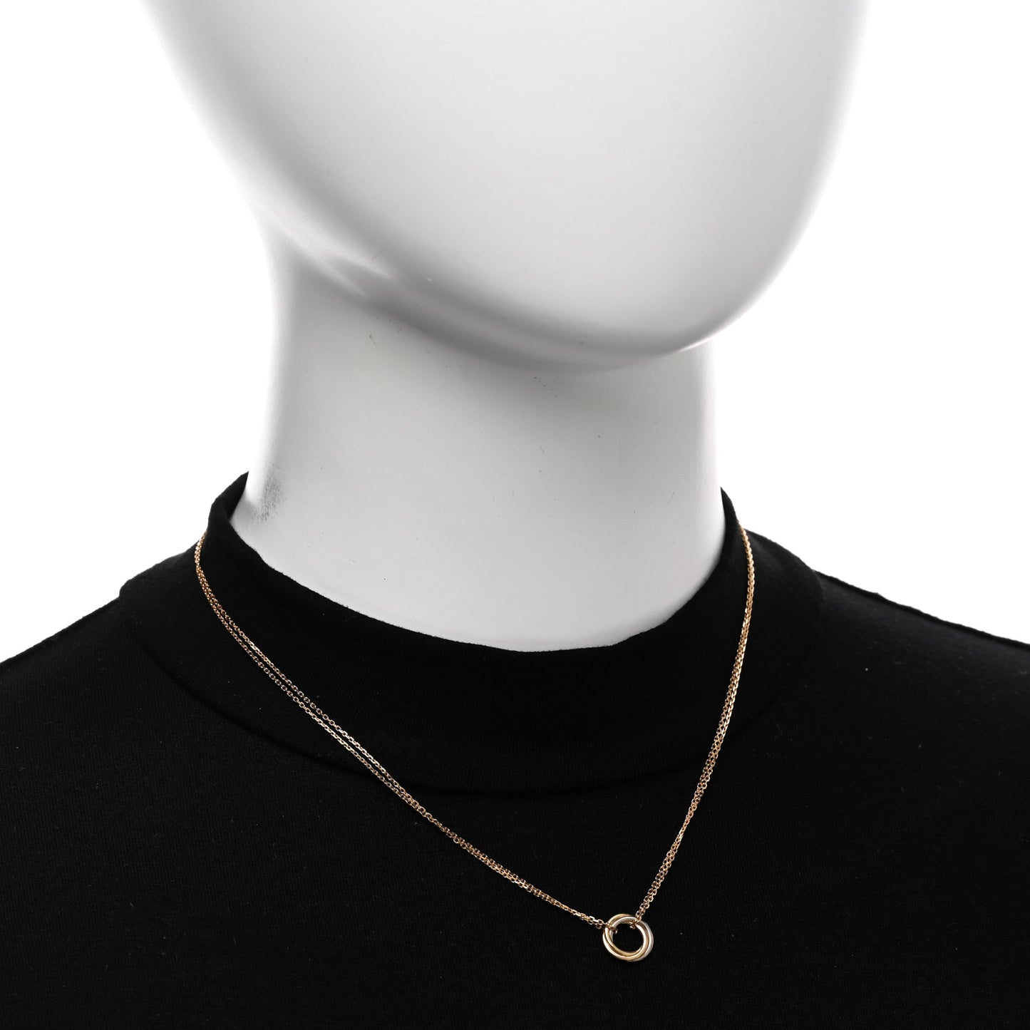 18K Pink Yellow White Gold Trinity Double Chain Pendant Necklace