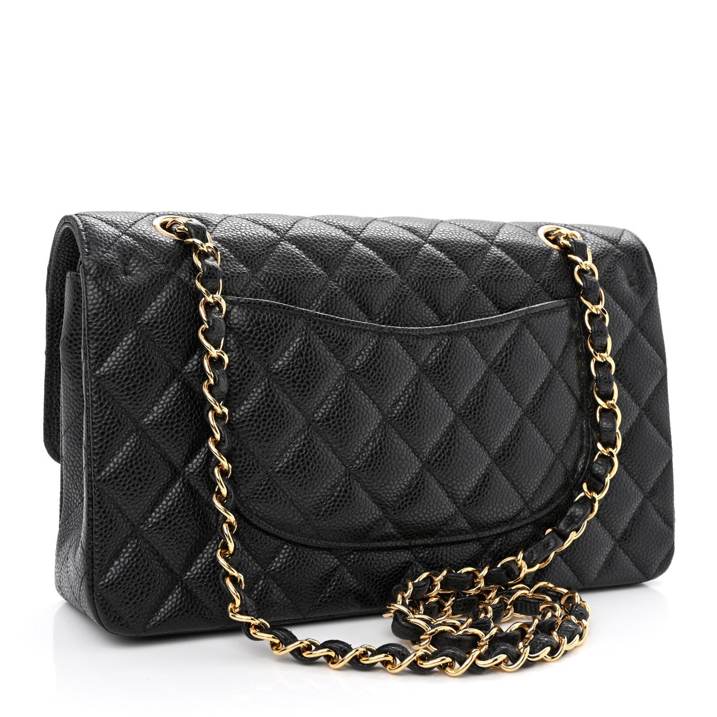 Caviar Quilted Medium Double Flap Black