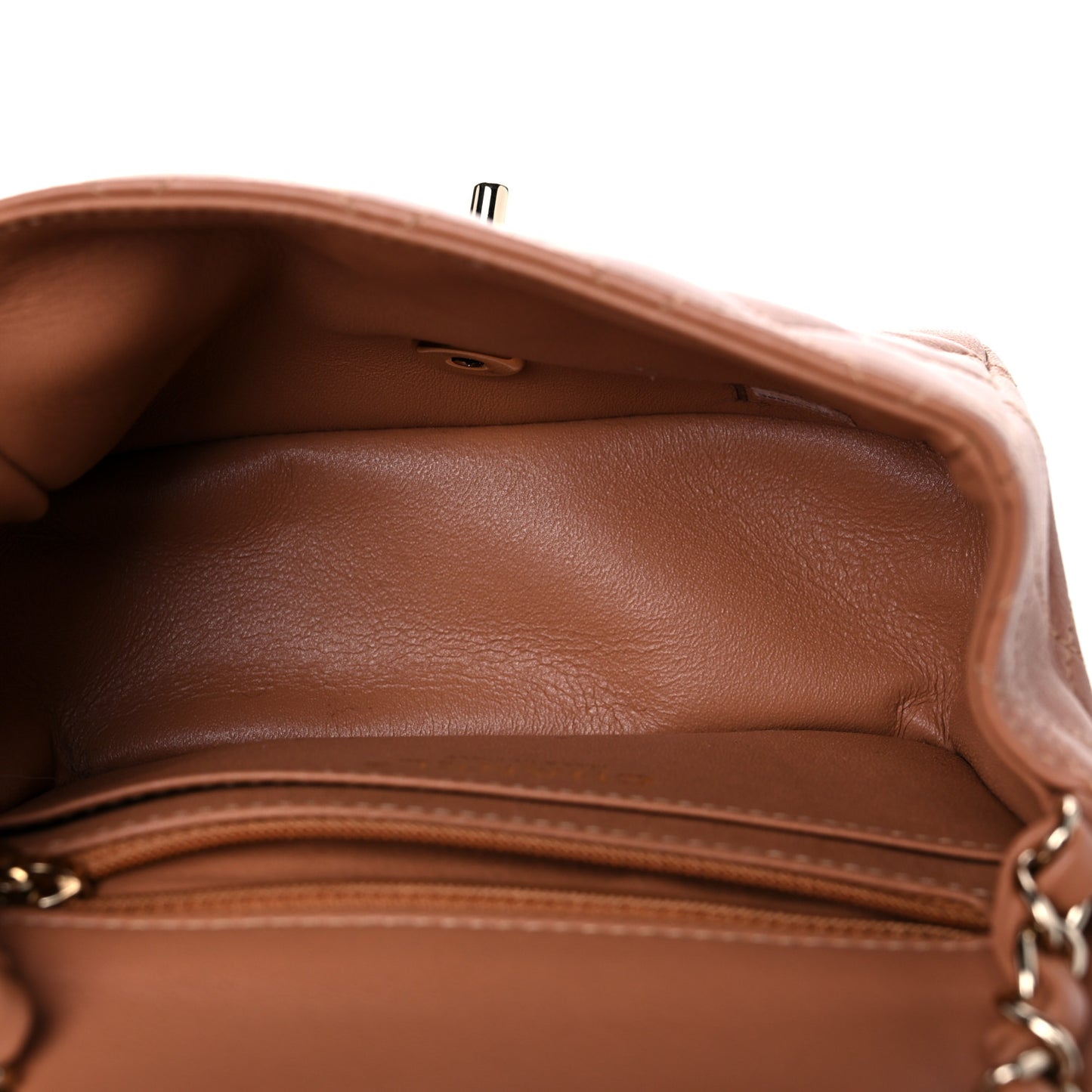 Lambskin Quilted Mini Square Flap Brown