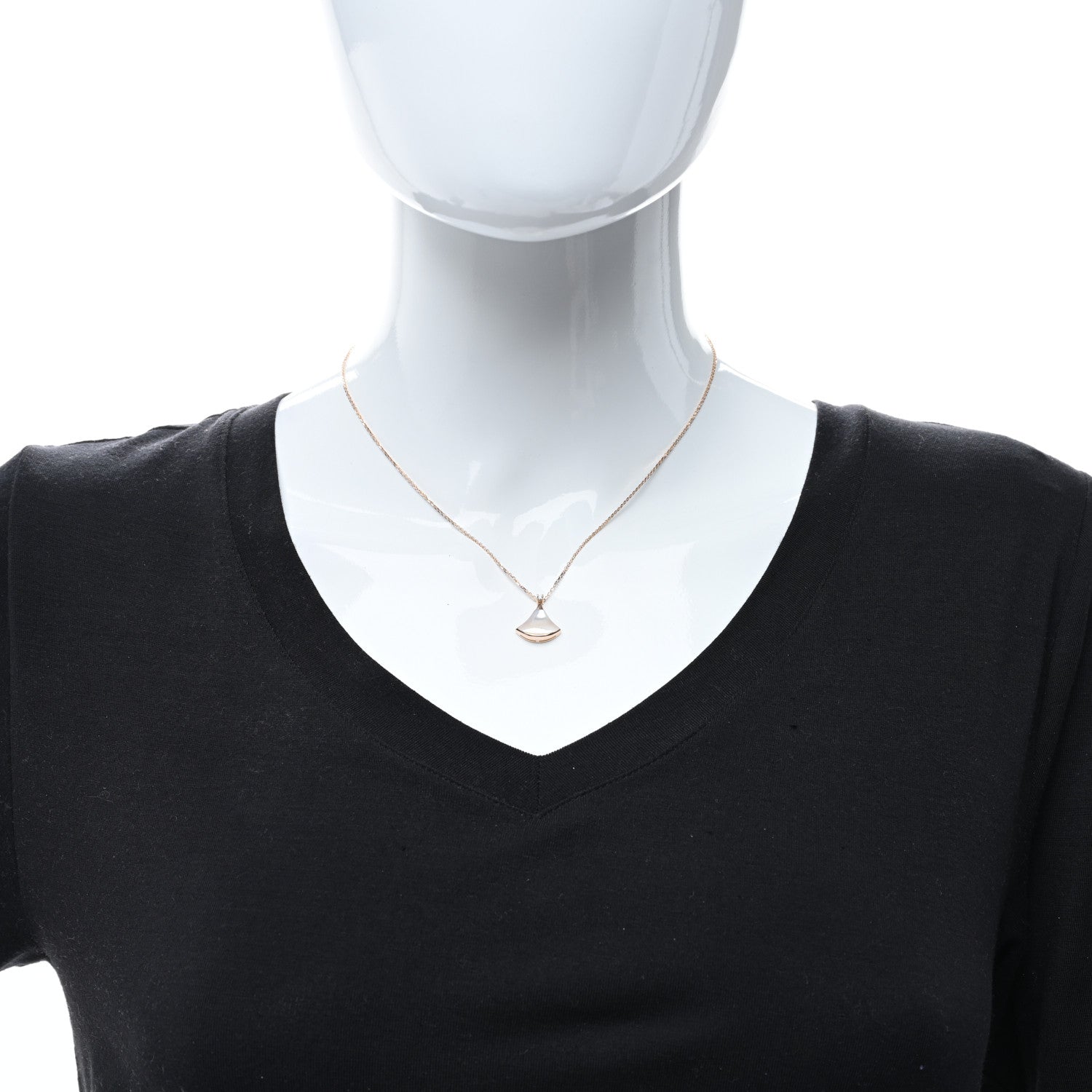 Bulgari 18K Rose Gold Diamond Mother of Pearl Small Divas' Dream Pendant Necklace 3 of 5