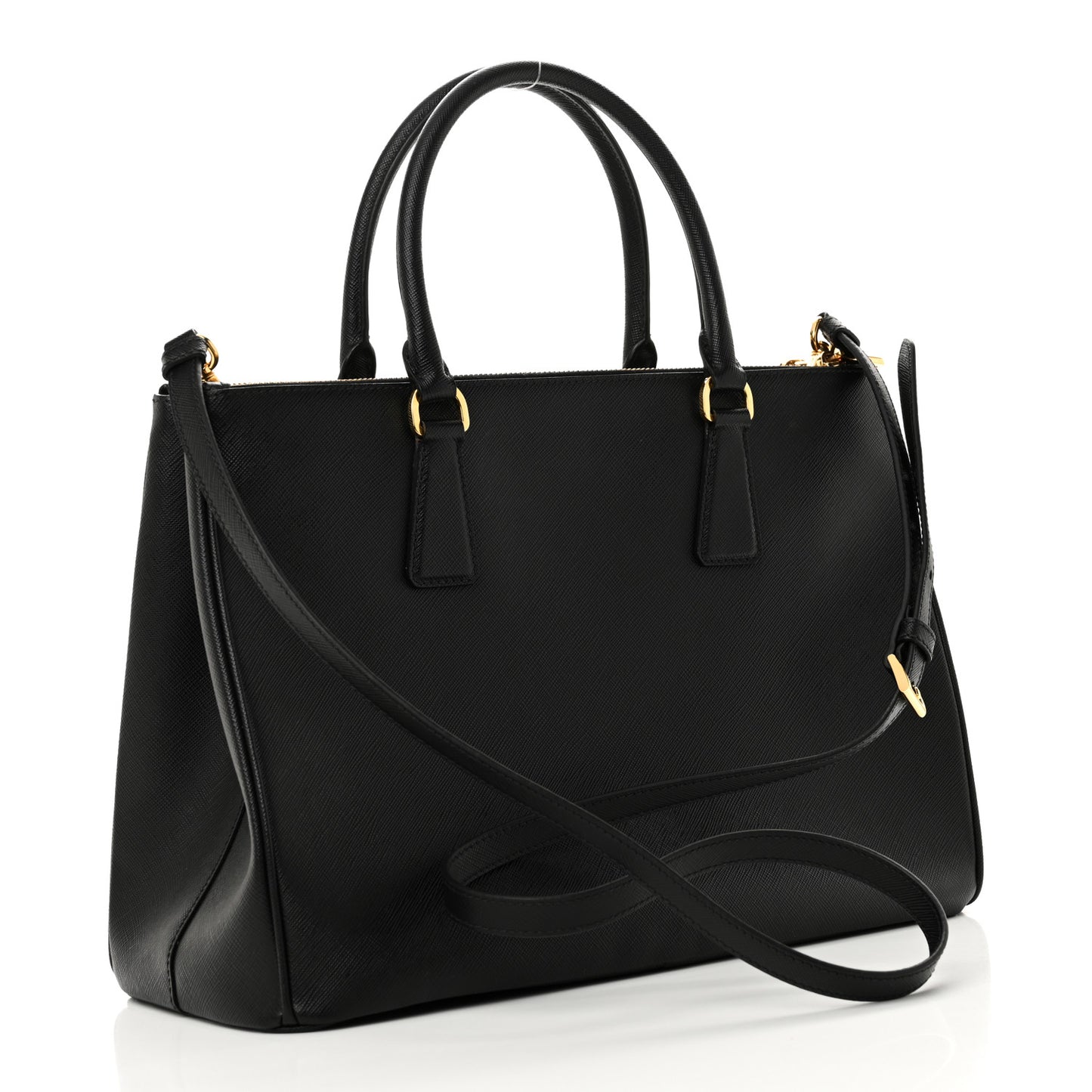 Saffiano Lux Large Galleria Double Zip Tote Black