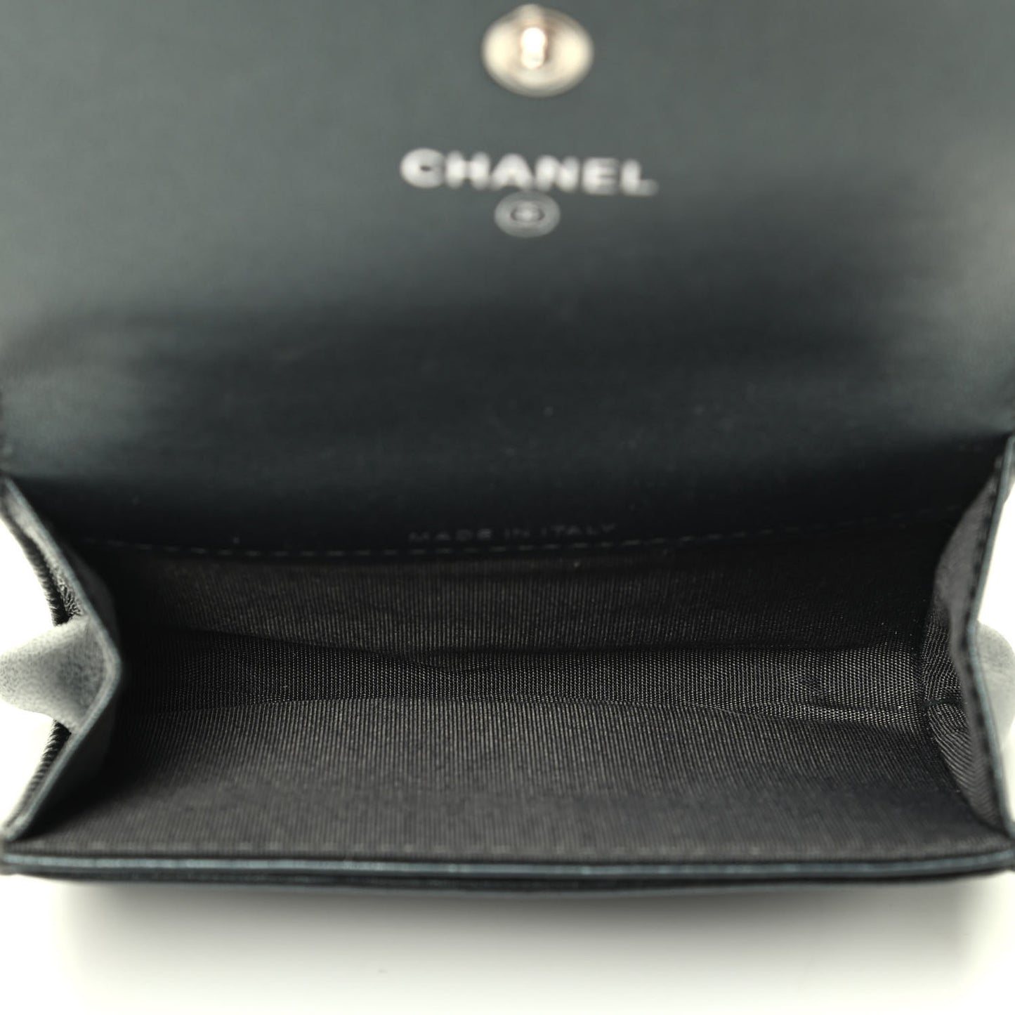 Caviar Quilted Vintage Mademoiselle Flap Card Holder Black