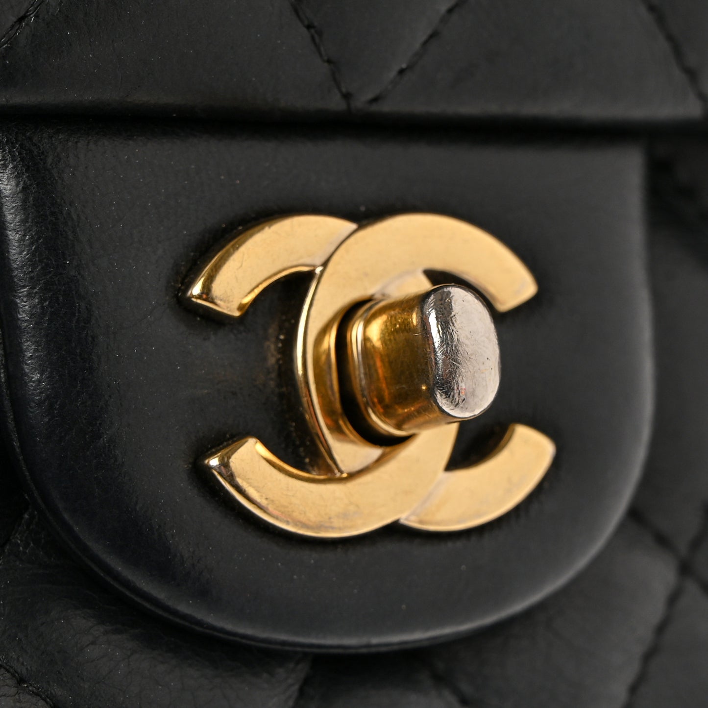Lambskin Quilted Mini Rectangular Flap Black