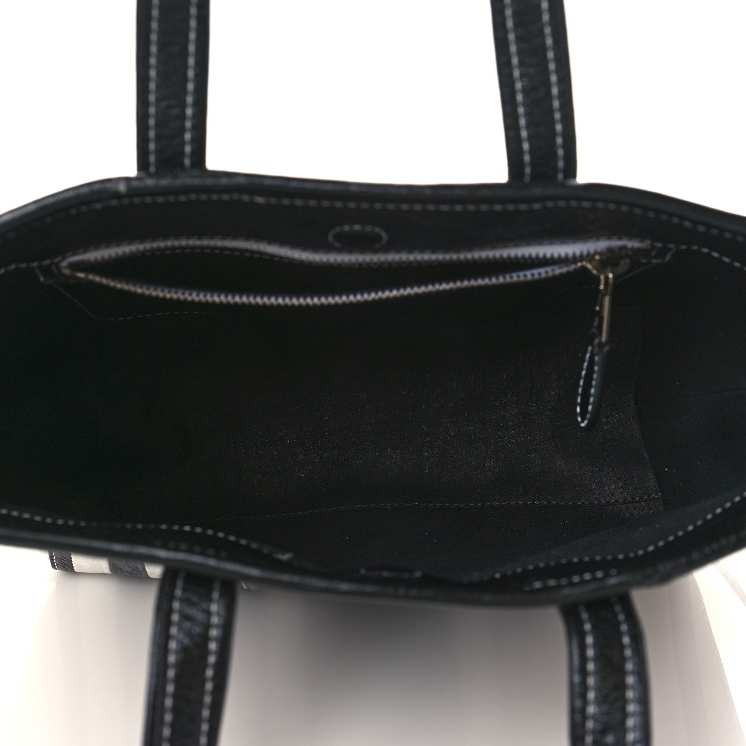 Balenciaga Agneau Arena Striped Patchwork Small Barbes East West Shopper Black White 4 of 6