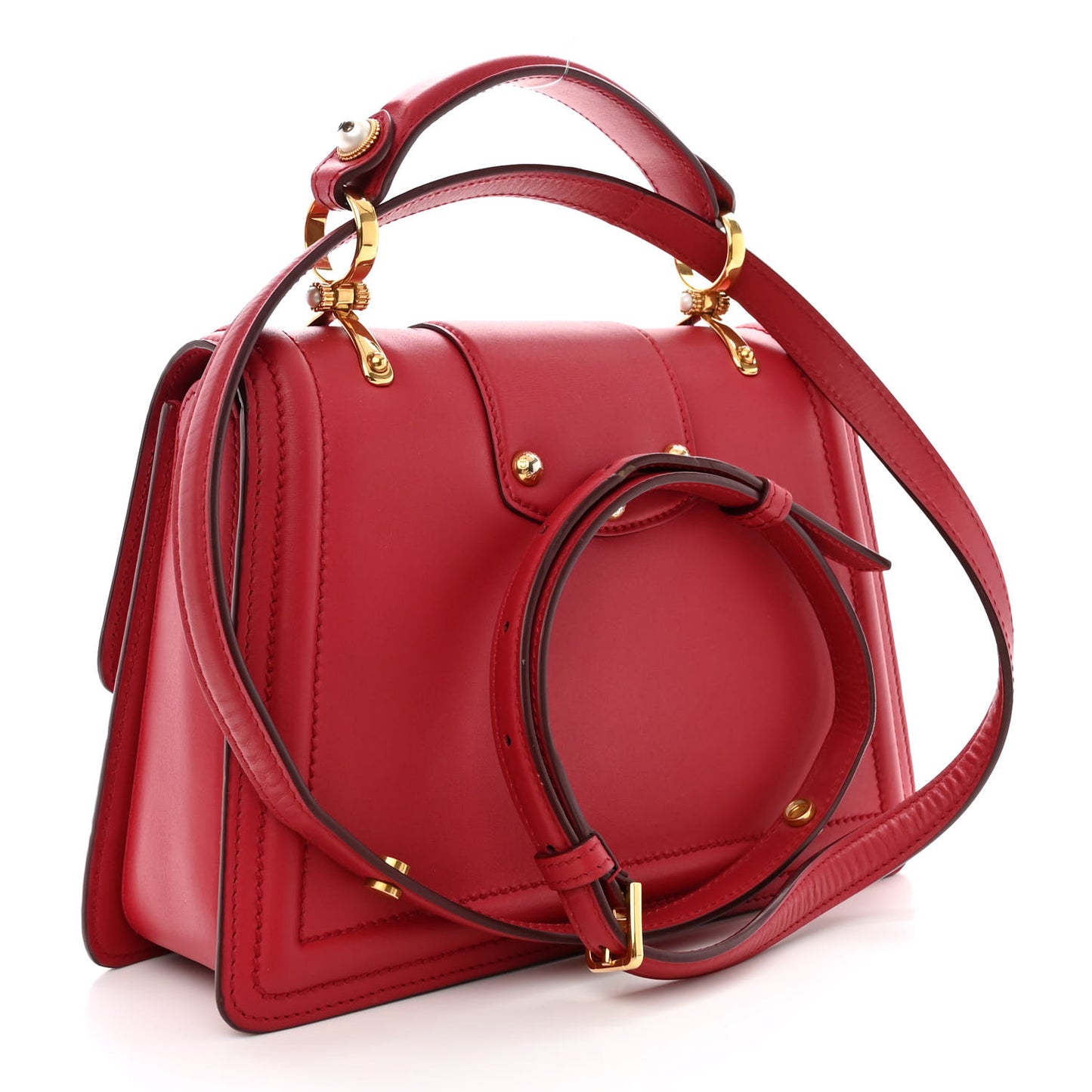 Smooth Calfskin Small DG Amore Top Handle Bag Red