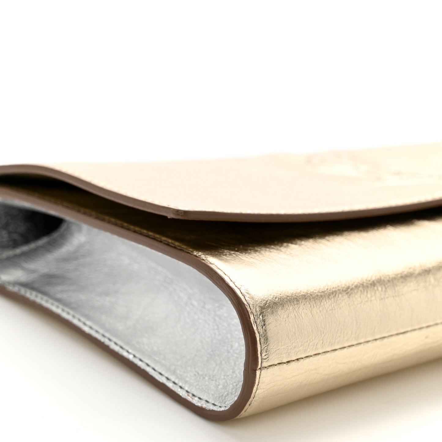 Metallic Calfskin Monogram Large Belle De Jour Clutch Gold