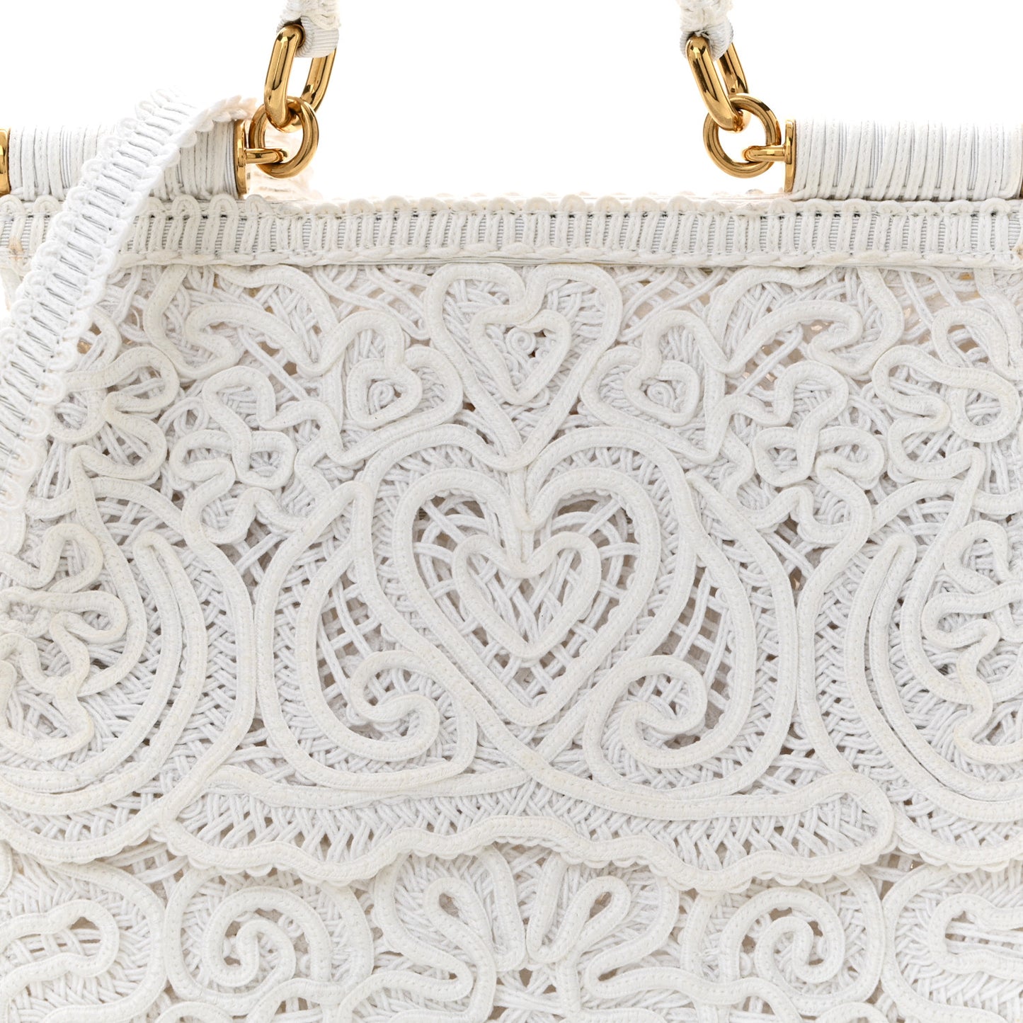 Cordonetto Lace Medium Miss Sicily Satchel White