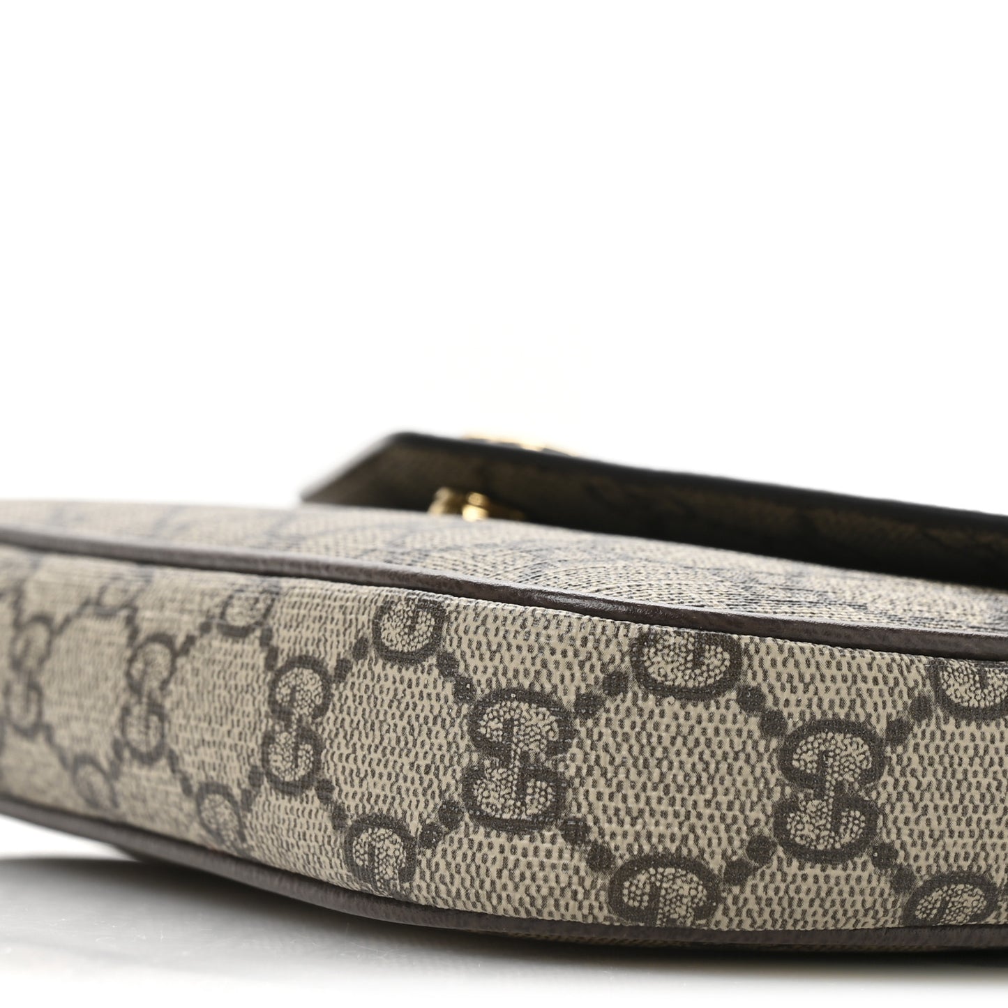 GG Supreme Monogram Textured Dollar Calfskin Web Mini Ophidia Envelope Shoulder Bag Beige Ebony New Acero